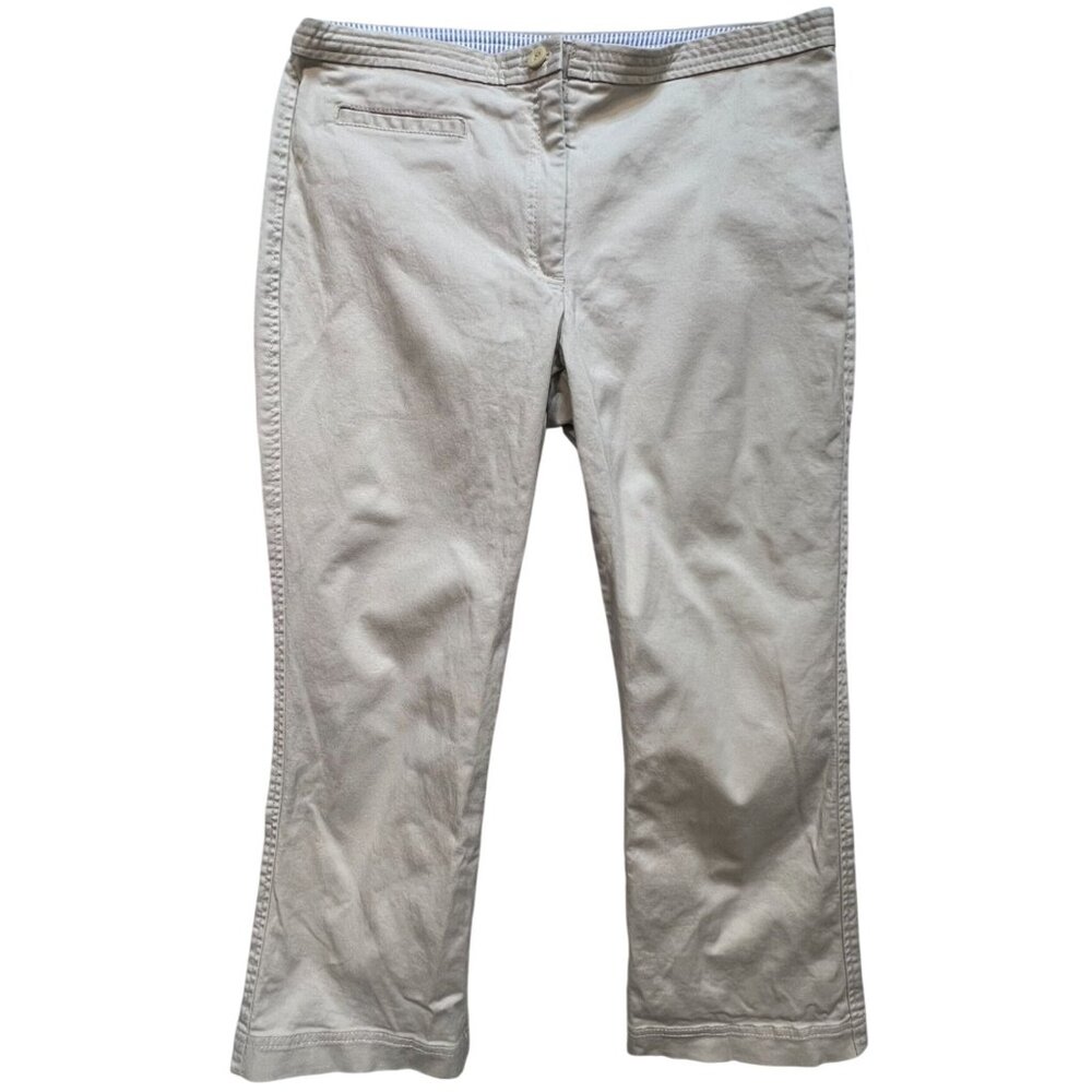 Tommy Hilfiger Women's Casual Chino Trousers Stretch Size 10 Beige Solid Pockets